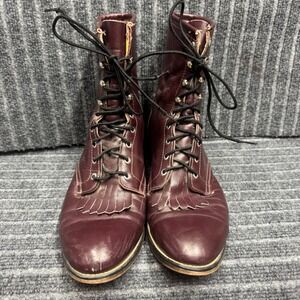 Laredo Packer Boots 10.5 D Burgundy Vintage Lace Up Kiltie Leather 1227